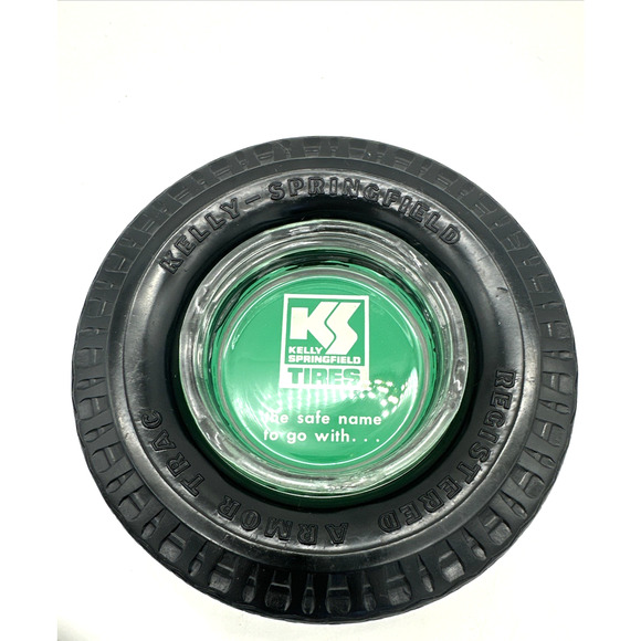 Vntg Kelly Springfield Tires Advertising Ashtray Trinket Dish - Picture 1 of 4